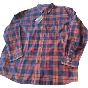 New Roundtree & Yorke Corduroy Button Down Shirt 2XL Navy Rust NWT
